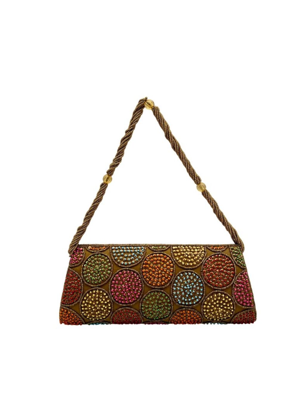 David Jeffery Multi-Colored Bronze Fabric Embellished Convertible Clutch